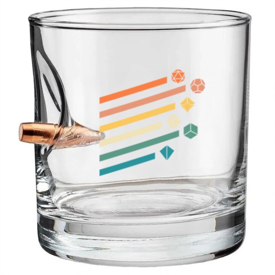 Discover Retro Minimalist Polyhedral Dice Set Tabletop RPG - Dungeons And Dragons - Bullet Whiskey Glasses