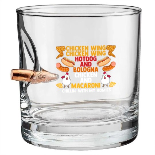Discover Chicken Wing Macaroni Song Foodie Music Lover Bullet Whiskey Glasses