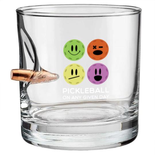 Discover Gift for Pickleball Players Any Given Day Funny Bullet Whiskey Glasses