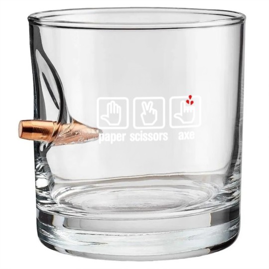 Discover Paper - Scissors - axe - Rock - lumberjack Bullet Whiskey Glasses
