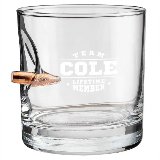 Discover Team Cole Lifetime Member - Surname Family Name Bullet Whiskey Glasses