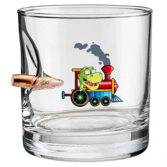 Discover Funny Dinosaur Riding A Train Tyrannosaurus Dino B Bullet Whiskey Glasses
