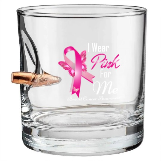 Discover wear pink for me breast cancer Bullet Whiskey Glasses