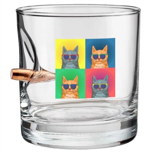 Discover cat pop art Bullet Whiskey Glasses