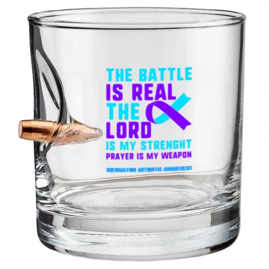 Discover Rheumatoid Arthritis Awareness Bullet Whiskey Glasses, The Battle Bullet Whiskey Glasses