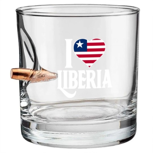 Discover I love Liberia flag Bullet Whiskey Glasses