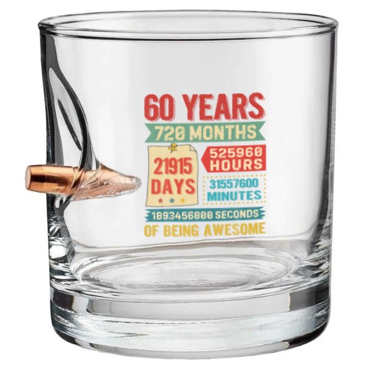 Discover Turning 60 Years Old 60Th Birthday Decorations Bda Bullet Whiskey Glasses
