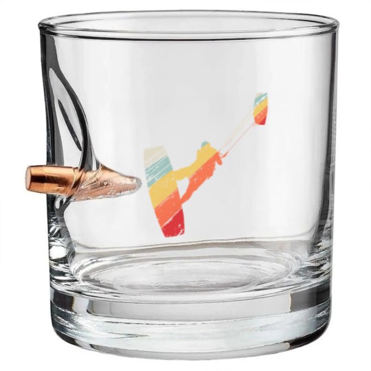 Discover Kite Boarding Kiteboarder Retro Vintage Bullet Whiskey Glasses