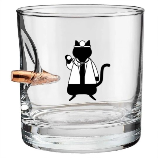 Discover Funny Doctor Cat Vet Physician Trainee Animal Bullet Whiskey Glasses