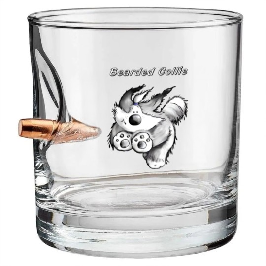 Discover Running Bearded Collie - Dog Cartoon - Gift Bullet Whiskey Glasses