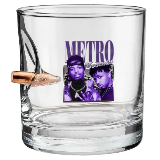 Discover RETRO METRO BOOMIN Vintage Bullet Whiskey Glasses, Metro Boomin Hip-Hop/Rap