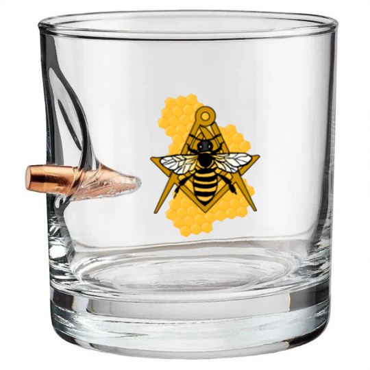 Discover Masonic Emblem with Bee and Beehive Bullet Whiskey Glasses