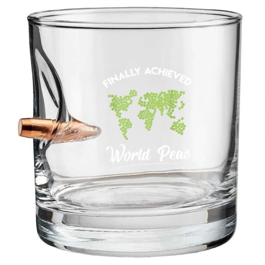 Discover Funny world peace on earth pun Bullet Whiskey Glasses Achieved world peas Bullet Whiskey Glasses
