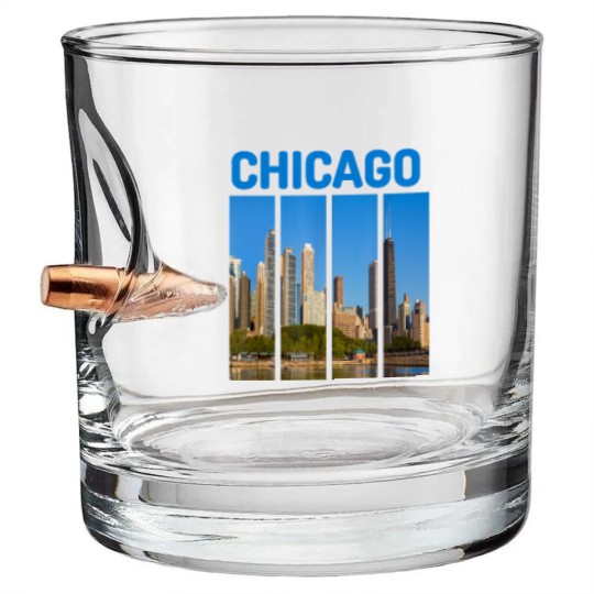 Discover Downtown Chicago Skyline Souvenirs State Illinois Bullet Whiskey Glasses Bullet Whiskey Glasses