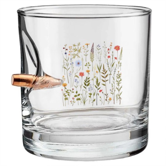 Discover Dried Wildflowers Bullet Whiskey Glasses Boho Style Pressed Wild Flower Bullet Whiskey Glasses