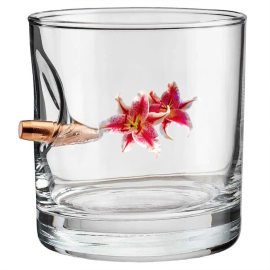 Discover Stargazer Lily Pair Bullet Whiskey Glasses