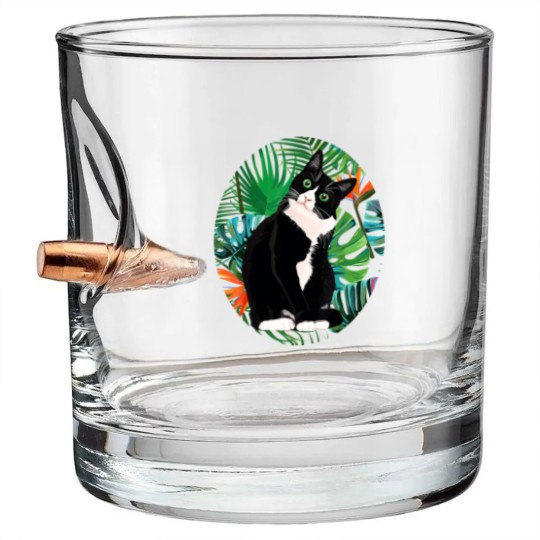Discover Tuxedo Cat Tropical Gift Animal Lovers Bullet Whiskey Glasses