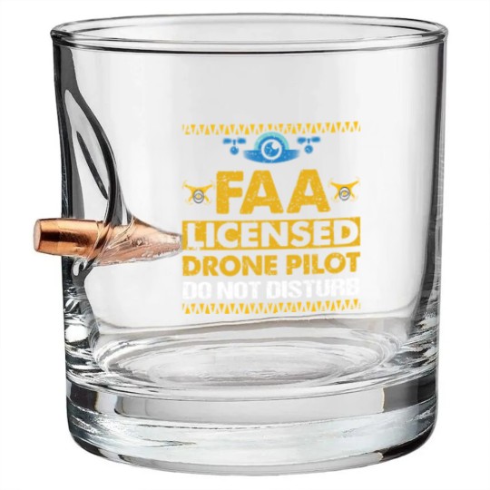 Discover FAA Licensed Drone Pilot Do Not Disturb Bullet Whiskey Glasses