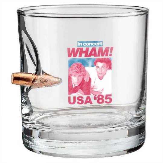 Discover Wham in Concert George Michael and Andrew Ridgeley USA '85 Adult Bullet Whiskey Glasses 80s Graphic Bullet Whiskey Glasses