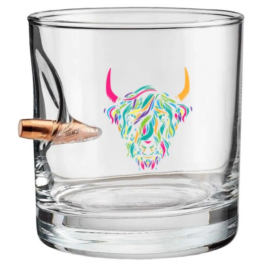 Discover Highland Cow Animal Print Colorful Cow Lover Gift Bullet Whiskey Glasses