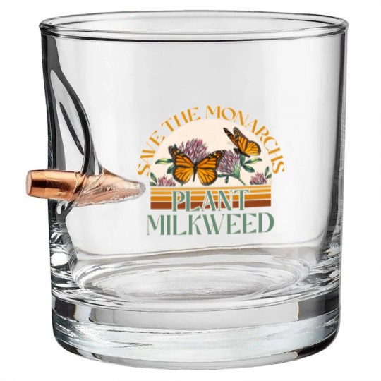 Discover Retro Save The Monarchs Plant Milkweed Butterfly Bullet Whiskey Glasses For Women With Flower,Butterfly Bullet Whiskey Glasses