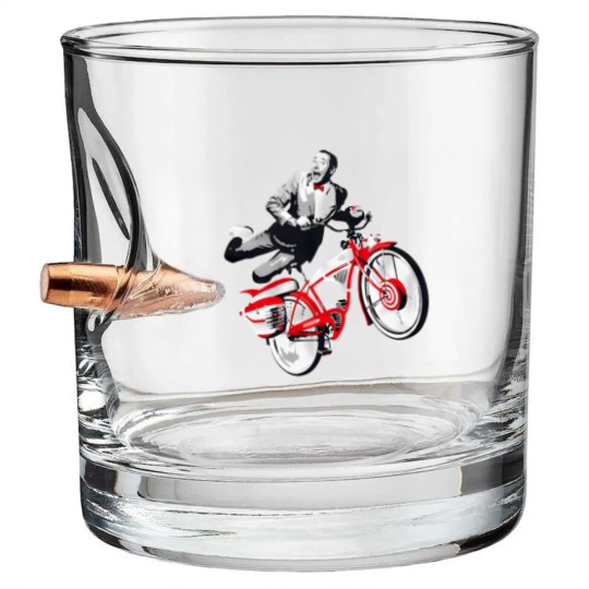 Discover Pee Wee Herman's Big Adventure Bike Bullet Whiskey Glasses, Pee-Wee Herman Bike Bullet Whiskey Glasses, Rip Paul Reubens Bullet Whiskey Glasses