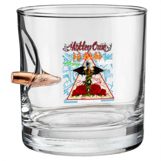 Discover The Stadium Tour 2022 Bullet Whiskey Glasses Def Lepard Motley Crue Poison Joan Jett Bullet Whiskey Glasses. 2022 Stadium Tour