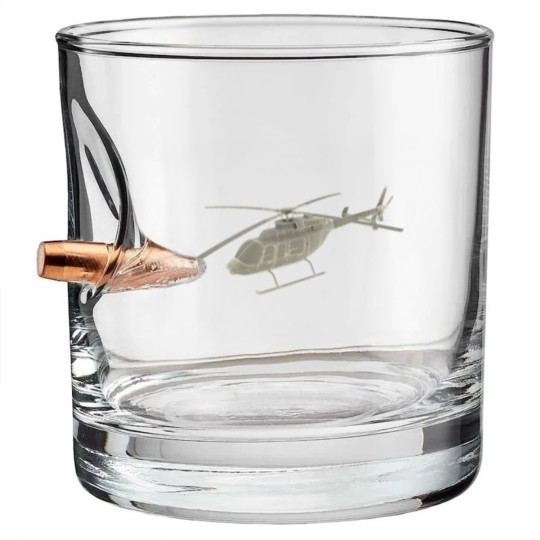 Discover Bell 407 helicopter pilot or crew Bullet Whiskey Glasses