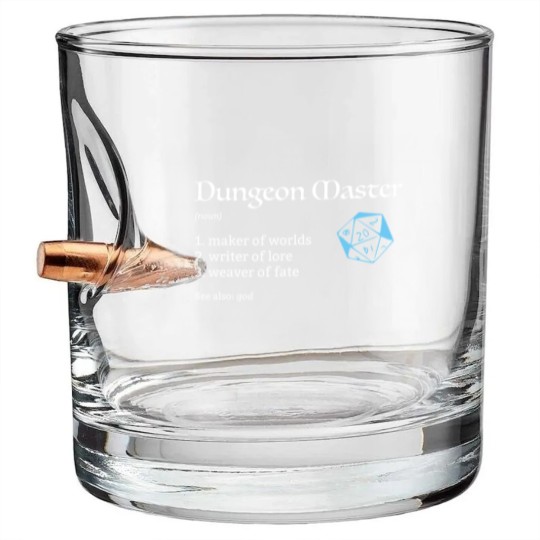 Discover DD Dungeon Master DM for Dungeons and Dragons Bullet Whiskey Glasses