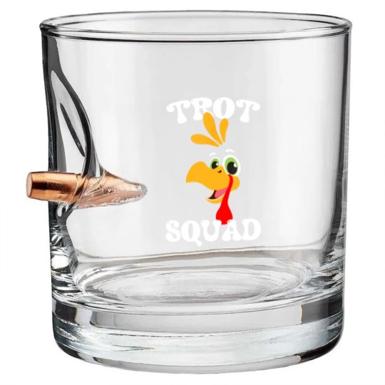 Discover Trot Squad Funny Turkey Trot Matching Thanksgiving 2023 Bullet Whiskey Glasses