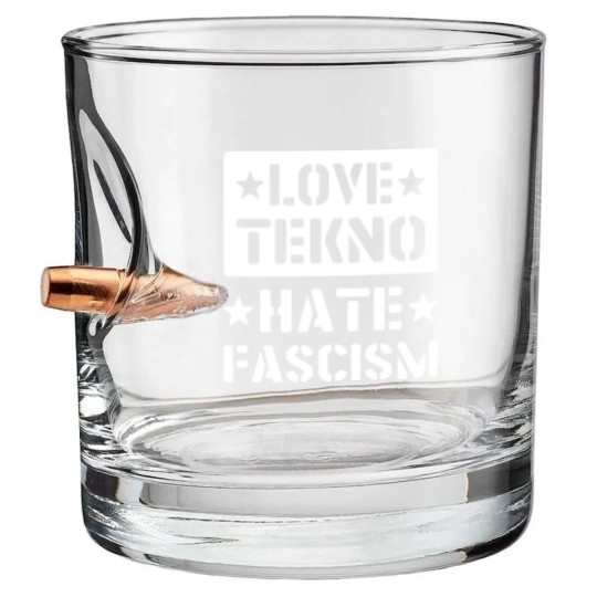 Discover 23NO006 - love tekno hate fascism Bullet Whiskey Glasses