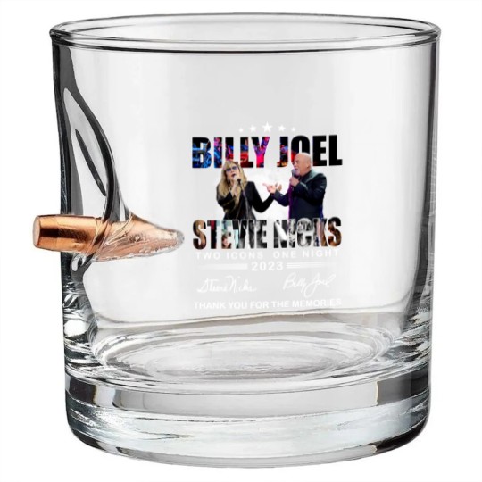 Discover Billy Joel Stevie Nicks Two Icons One Night 2023 Thank You Bullet Whiskey Glasses