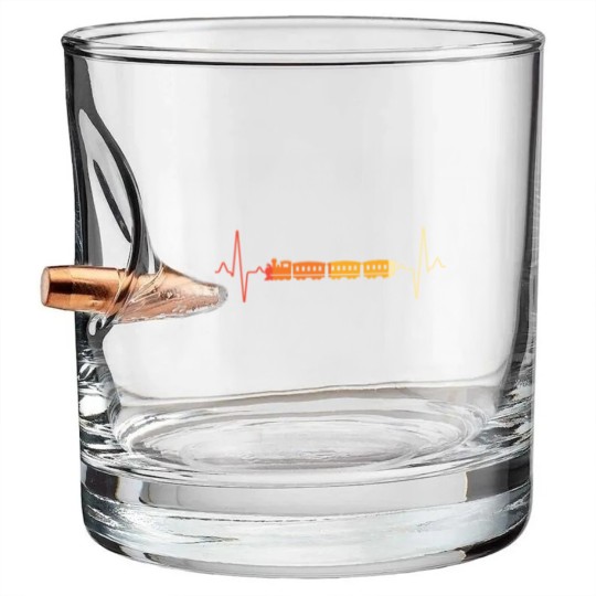 Discover train locomotive heartbeat retro Bullet Whiskey Glasses