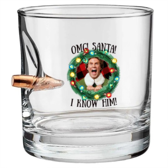 Discover Santa OMG I Know Him Bullet Whiskey Glasses, Christmas Movie Bullet Whiskey Glasses
