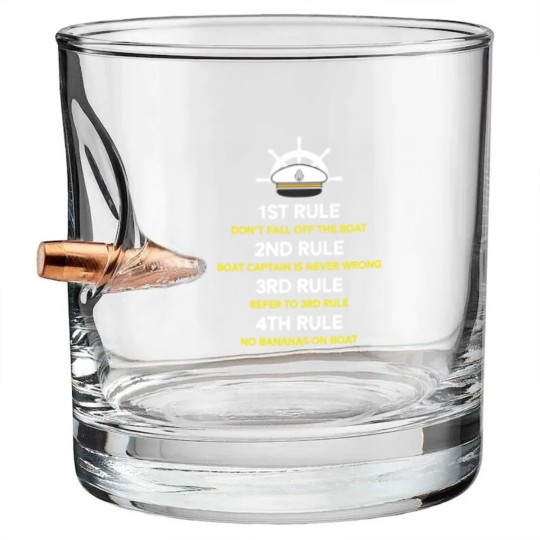 Discover Funny Pontoon Boat Captain Gift Boating Boat Owner Bullet Whiskey Glasses