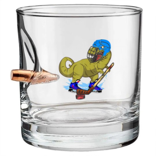 Discover Ice Hockey Dino Hockey Dinosaur Play Ice Hockey Re Bullet Whiskey Glasses