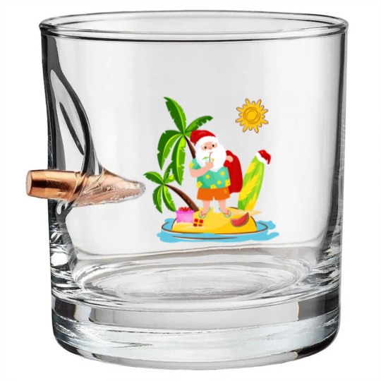 Discover Santa Surfing Christmas in July Summer Surf Gift Bullet Whiskey Glasses