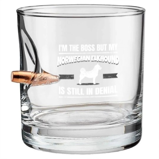 Discover Norwegian Elkhound Doggie School Dog Trainer Gag Bullet Whiskey Glasses