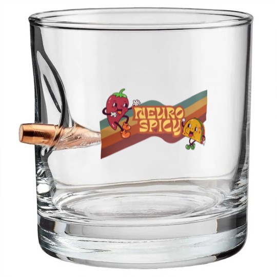 Discover Neuro Spicy Bullet Whiskey Glasses | Handmade Funny ADHD Bullet Whiskey Glasses | Retro-Style Unisex Bullet Whiskey Glasses