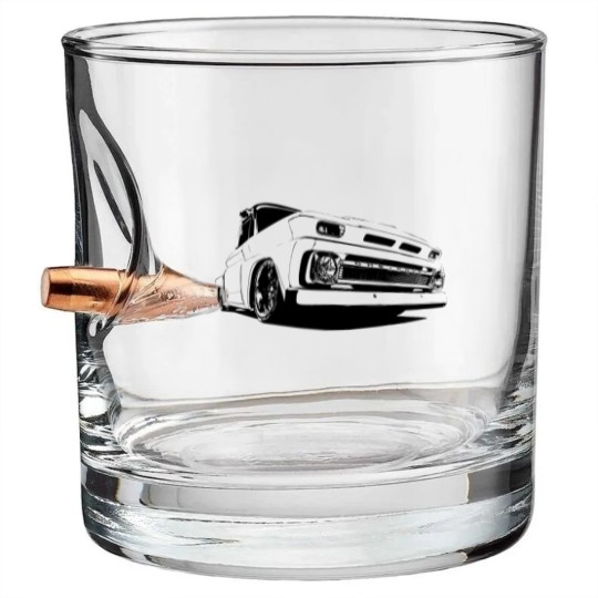 Discover 1965 Chevy C-10 Pickup - stylized monochrome - C 10 - Bullet Whiskey Glasses