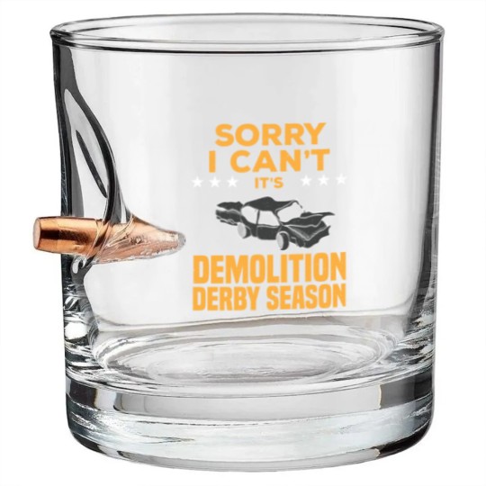 Discover Demolition Derby Season Car Crashing Smash Gift Bullet Whiskey Glasses