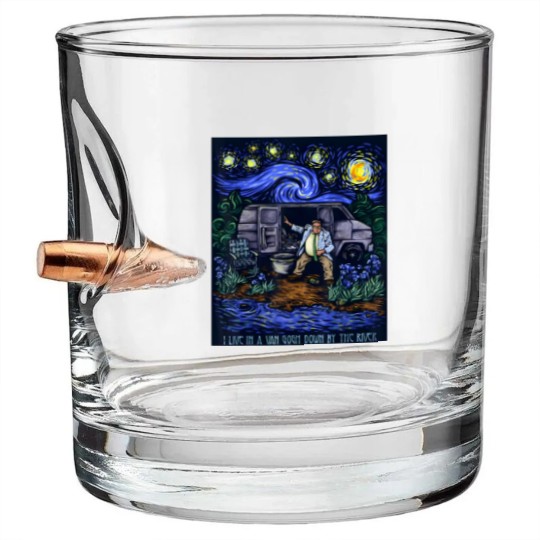 Discover i live in a van gogh down by the river t Bullet Whiskey Glasses