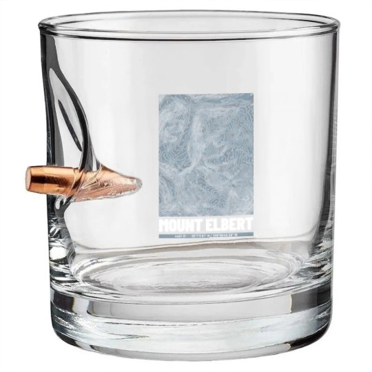 Discover Mount Elbert | Topographic Map (Grunge) Bullet Whiskey Glasses
