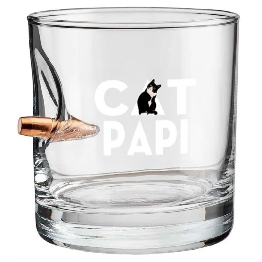 Discover Men's Cat Dad Bullet Whiskey Glasses for Daddy Funny Father's Day Bullet Whiskey Glasses Gift PAPI - Mens Cat Dad - Bullet Whiskey Glasses