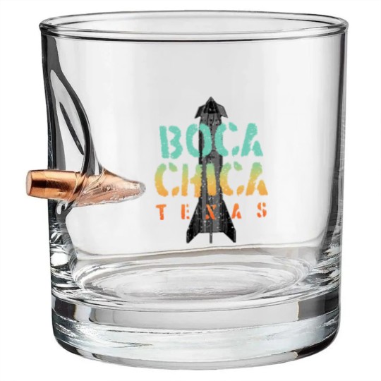 Discover Boca Chica Texas Starship Cool Retro Bullet Whiskey Glasses