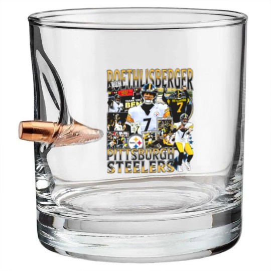 Discover Vintage 90s Graphic Style Ben Roethlisberger Bullet Whiskey Glasses, Ben Roethlisberger Vintage Bullet Whiskey Glasses, American Football Gift