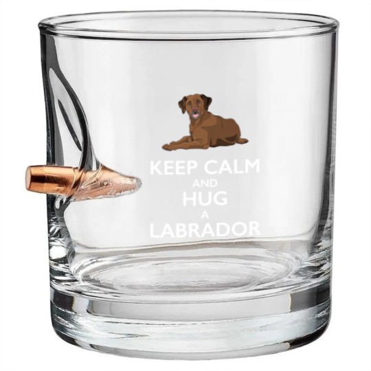 Discover Keep Calm and Hug a Labrador - Chocolate Lab - Bullet Whiskey Glasses