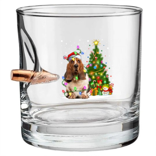 Discover Dog Basset Hound Lighting Xmas Tree Santa Basset Hound Dog Christmas Bullet Whiskey Glasses
