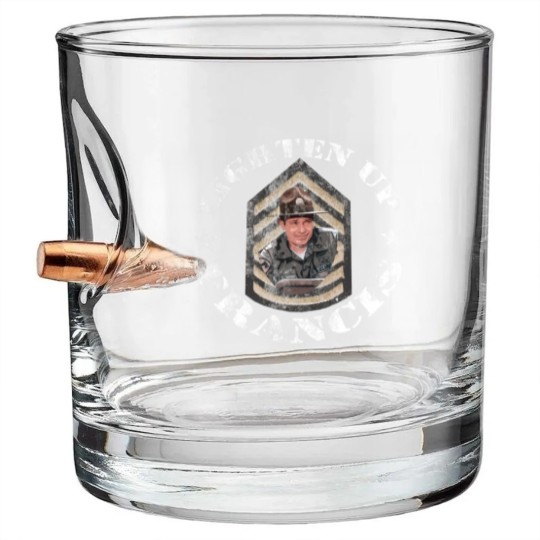 Discover Lighten Up Francis, distressed - bil mur - Bullet Whiskey Glasses