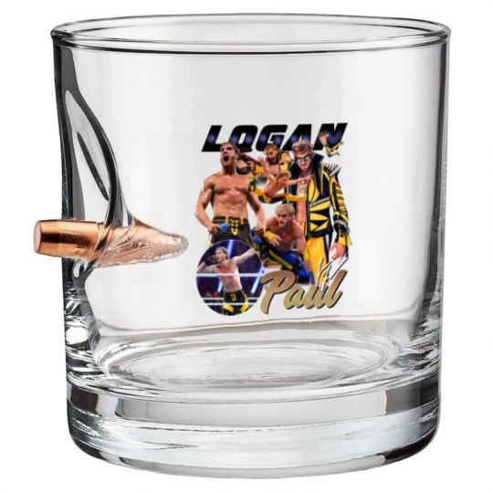 Discover Vintage 90s Graphic Style Logan Paul Bullet Whiskey Glasses, Logan Paul Vintage Bullet Whiskey Glasses Professional Wrestler Gift